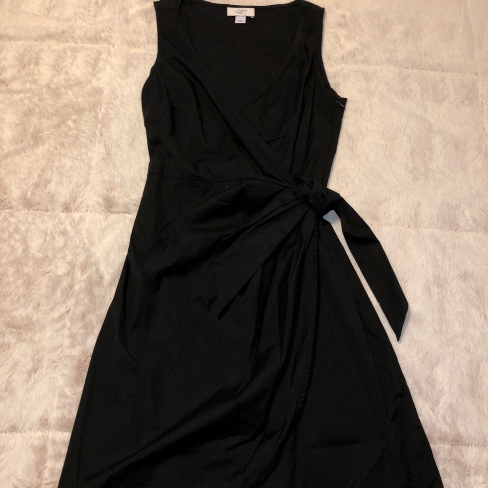 Loft Black Wrap Dress, Petite